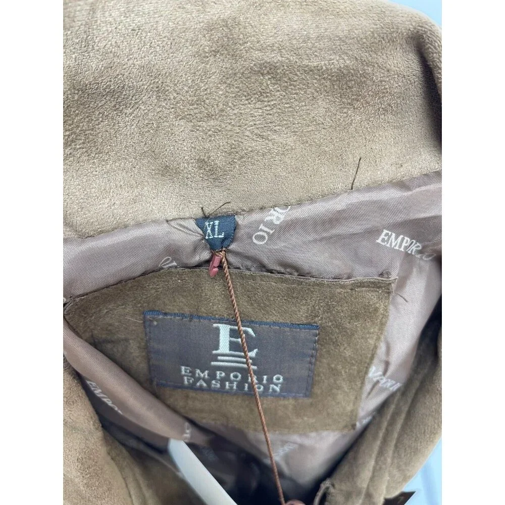 Emporio Fashion Men's Faux Suede Leather Jacket Camel Brown Size XL New